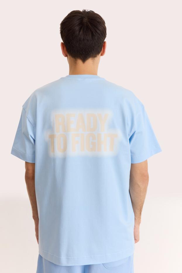 Чоловіча футболка – Never Enough – Блакитна – 95% бавовна / 5% еластан – 190 GSM – Ready To Fight (RTF)