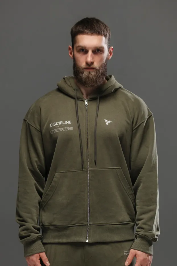 Sudadera con cremallera Discipline — Caqui