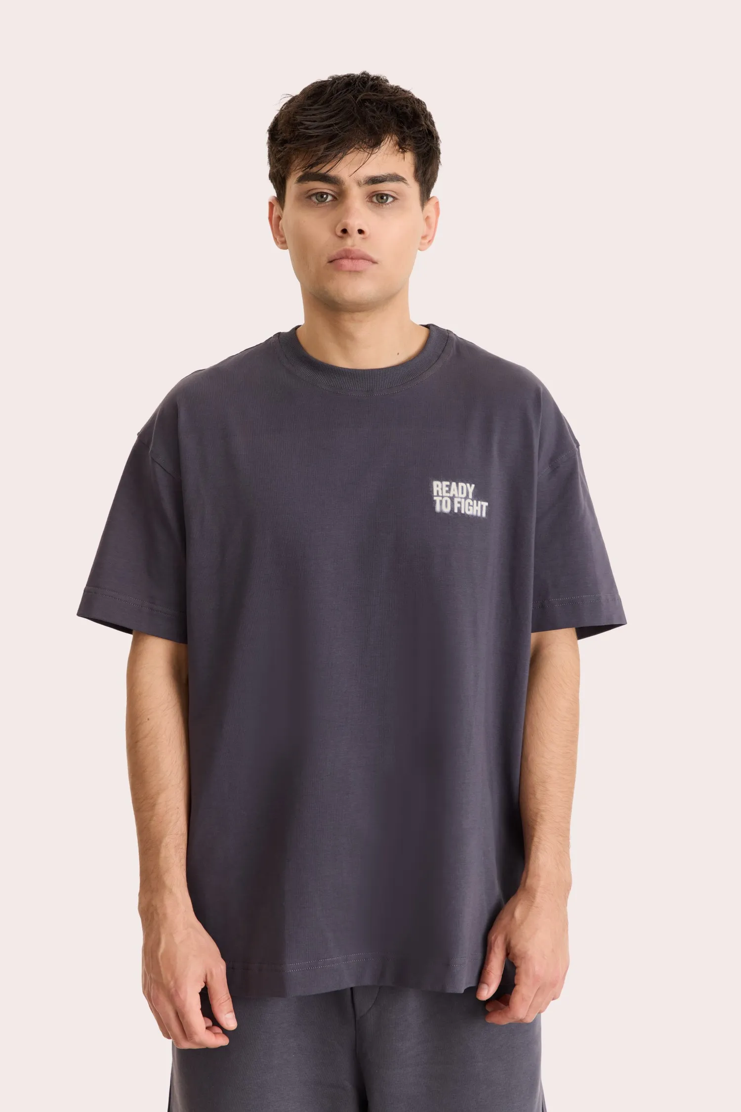 Men’s T-Shirt – Never Enough – Graphite – 95% Cotton / 5% Elastane – 190 GSM – Ready To Fight (RTF)