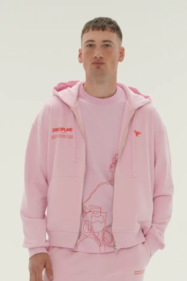 Sweat à capuche zippé Discipline — Rose