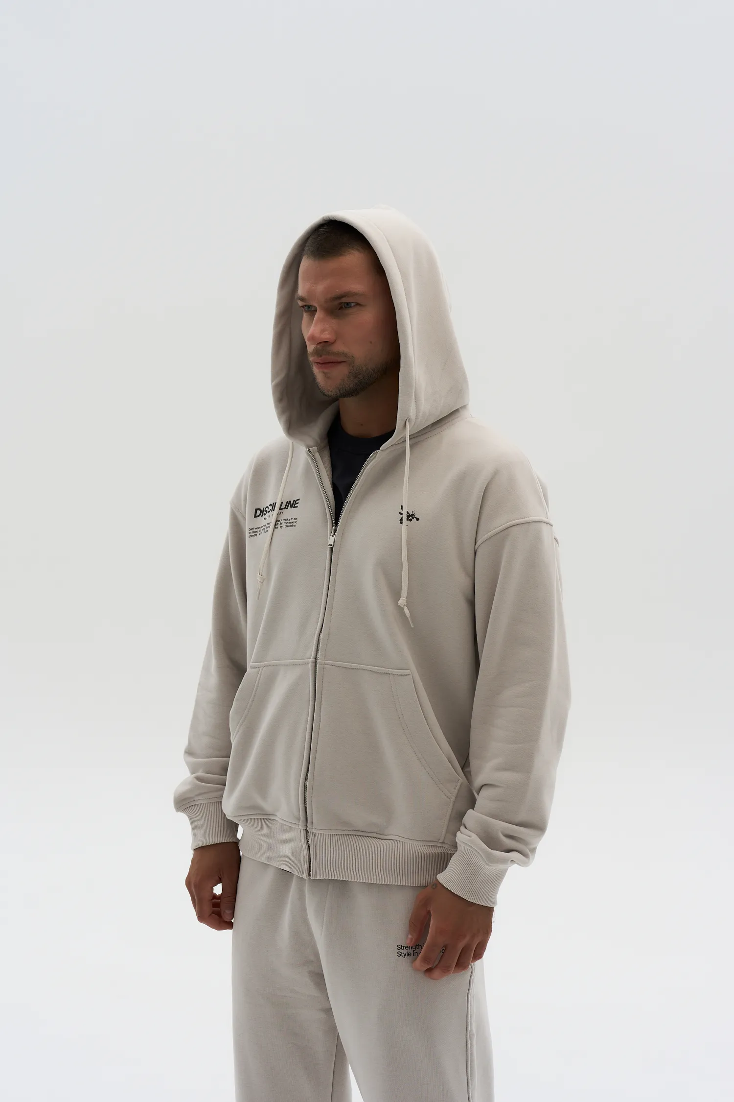 Zip Hoodie Discipline — Beige