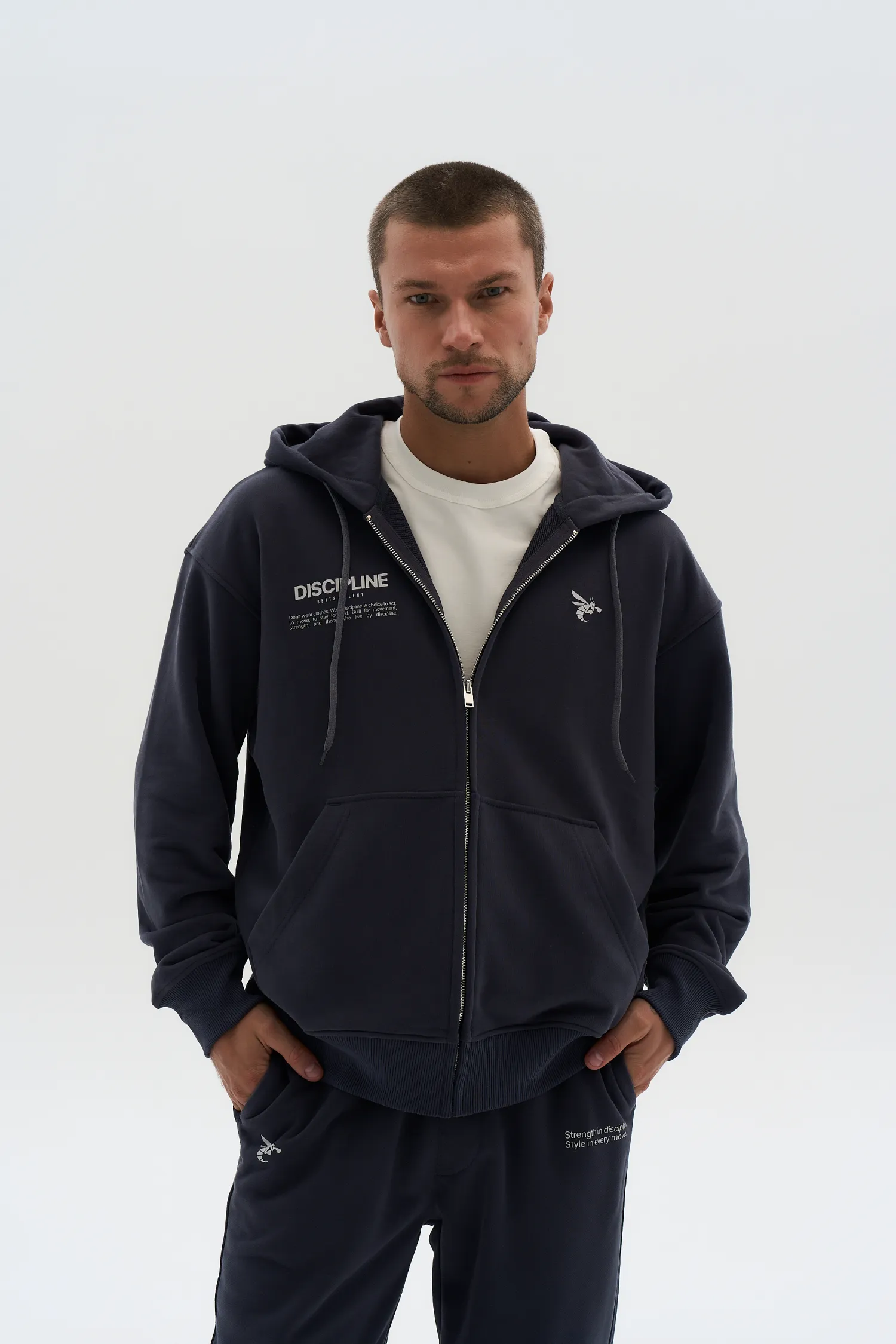 Zip Hoodie Discipline — Navy Blue