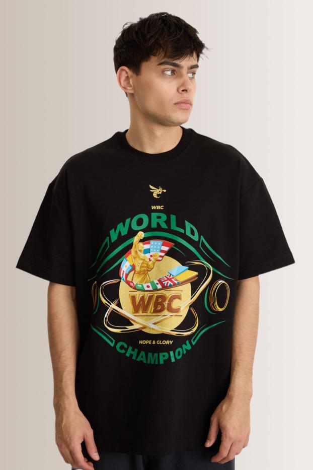 Чоловіча футболка – WBC x RTF Champion – Чорна – 95% бавовна / 5% еластан – 210 GSM – Ready To Fight (RTF)