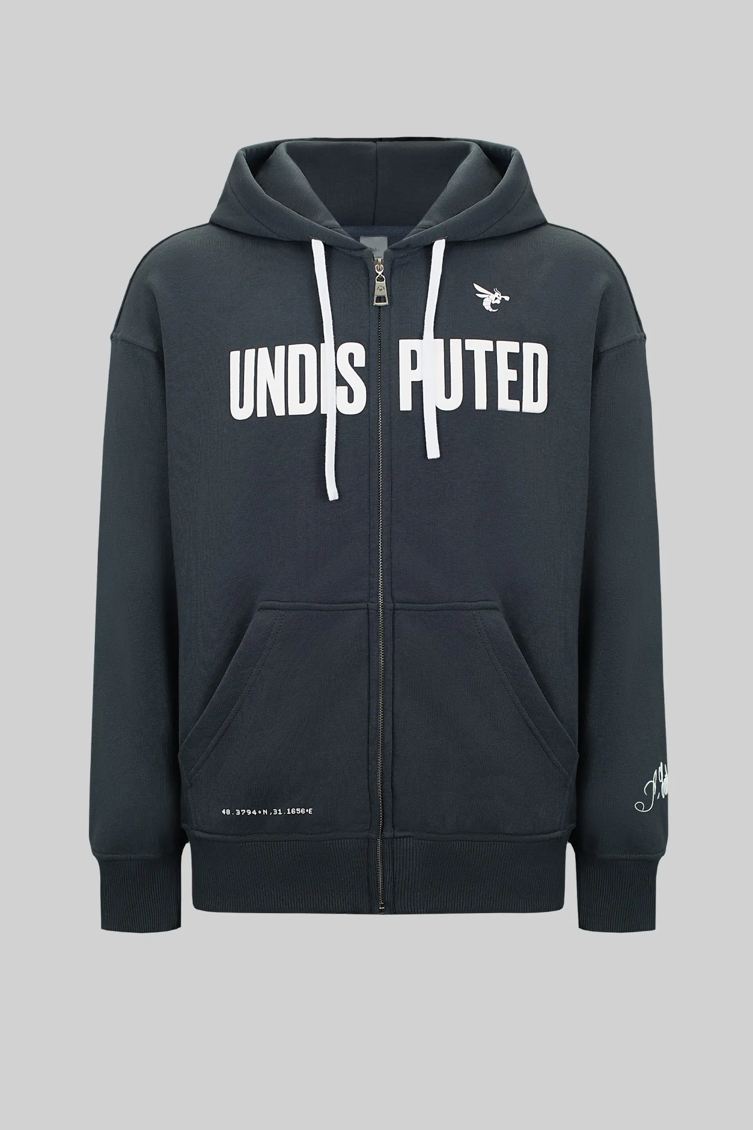 Men’s Zip Hoodie – Usyk Undisputed – Graphite – 70% Cotton / 30% Polyester – 320 GSM – Ready To Fight (RTF)