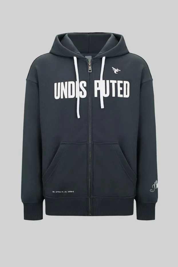 Herren Zip Hoodie – Usyk Undisputed – Graphit – 70 % Baumwolle / 30 % Polyester – 320 GSM – Ready To Fight (RTF) 