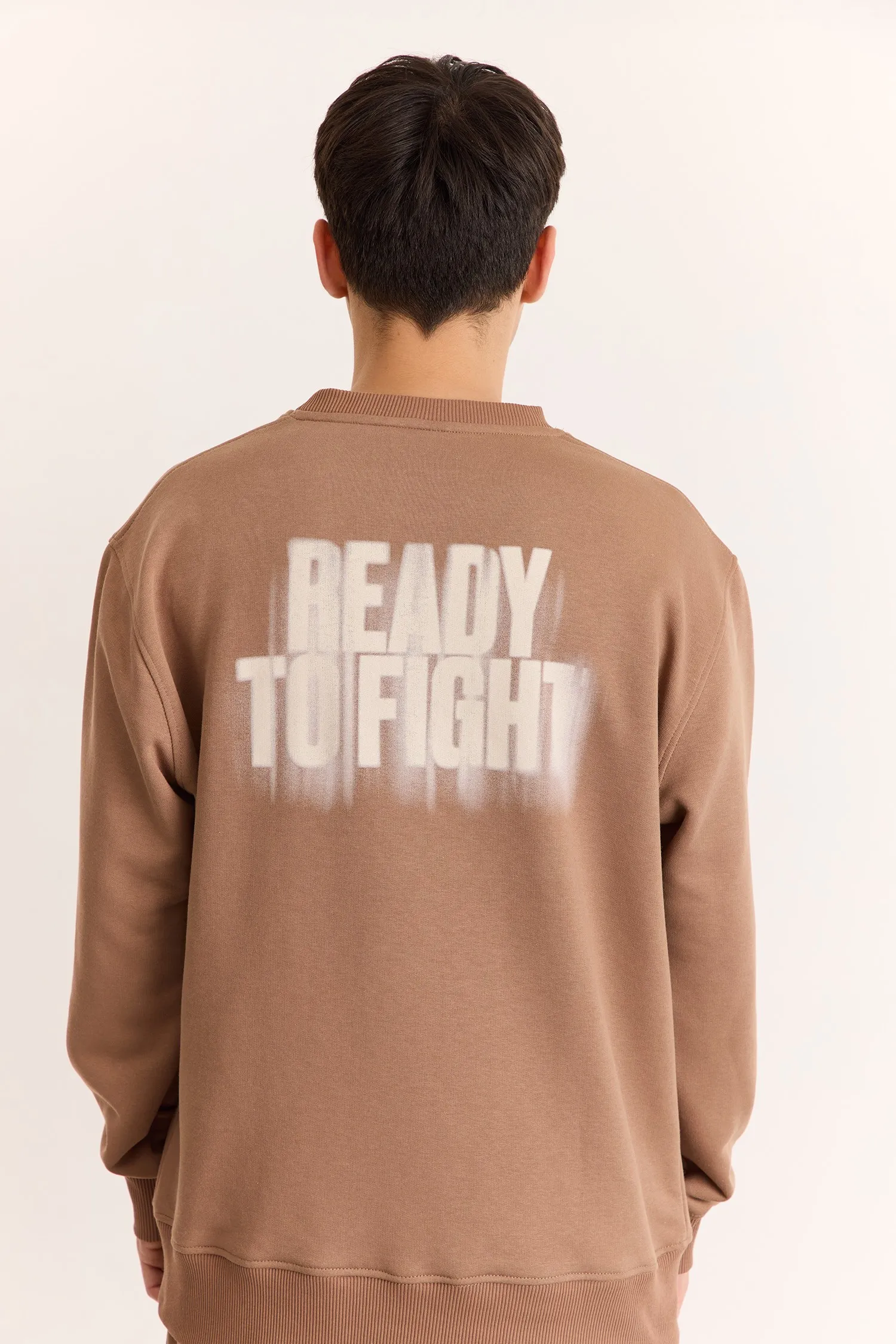 Men’s Sweatshirt – Never Enough – Brown – 70% Cotton / 30% Polyester – 320 GSM – Ready To Fight (RTF) 