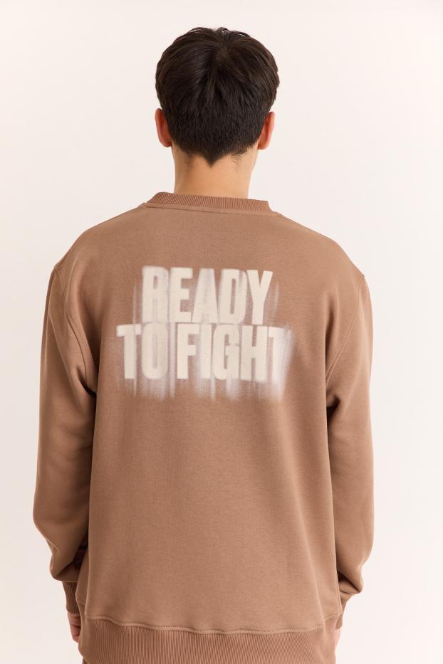 Чоловічий світшот – Never Enough – Коричневий – 70% бавовна / 30% поліестер – 320 GSM – Ready To Fight (RTF) 