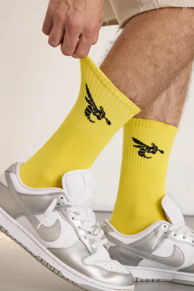 Herren Socken – Never Enough – Gelb – 90 % Baumwolle / 7 % Elasthan / 3 % Polyamid – Ready To Fight (RTF) – 40-44