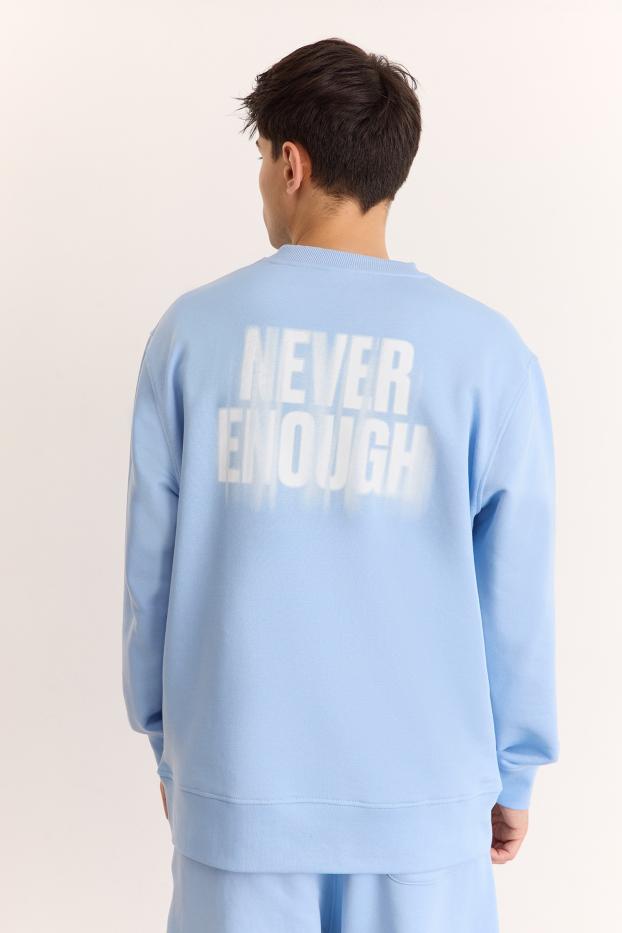 Чоловічий світшот – Never Enough – Синій – 70% бавовна / 30% поліестер – 320 GSM – Ready To Fight (RTF) 