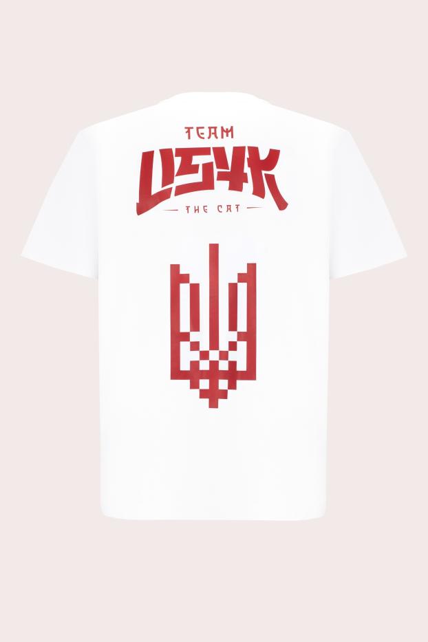 Чоловіча футболка – Team Usyk. The Cat – Біла – 95% бавовна / 5% еластан – 190 GSM – Ready To Fight (RTF) 