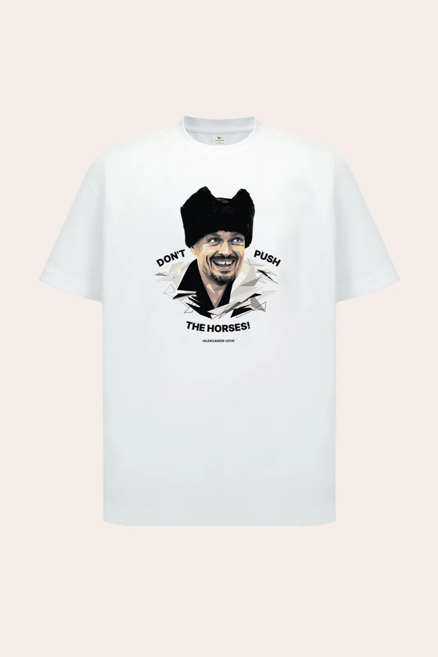 Copy 1 - Copy 1 - Men’s T-Shirt – Usyk Don’t Push the Horses – White – 95% Cotton / 5% Elastane – 190 GSM – Ready To Fight (RTF)