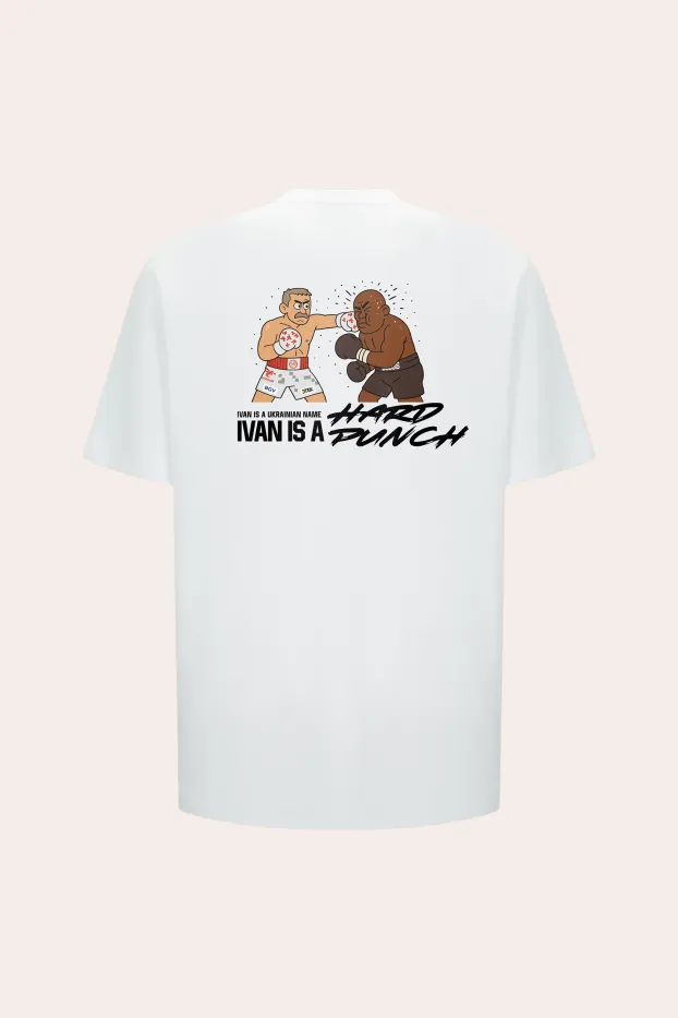T-Shirt – Usyk Hard Punch – Weiß – 95 % Baumwolle / 5 % Elasthan – 190 GSM – Ready To Fight (RTF)