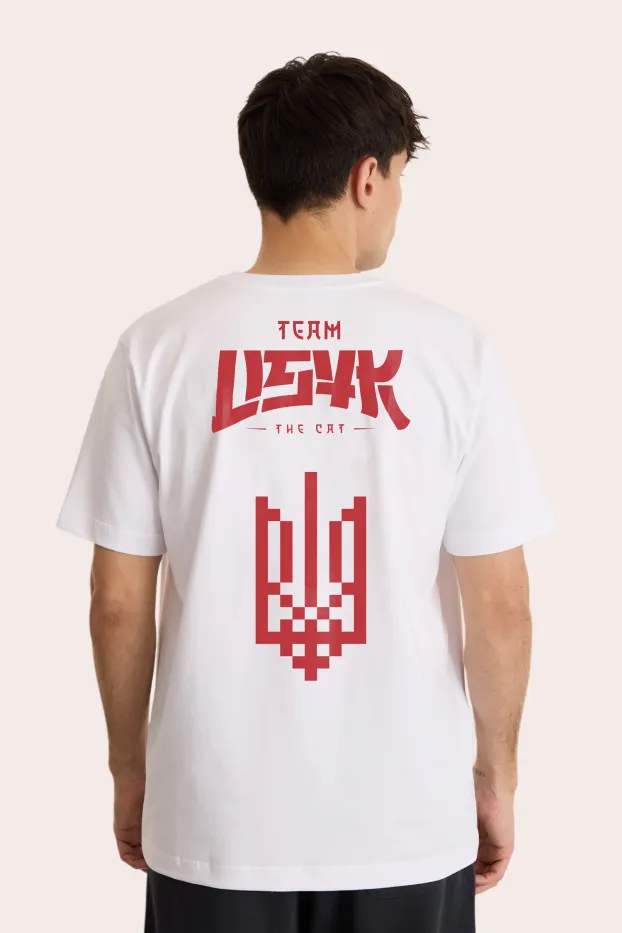 Herren T-Shirt – Team Usyk. The Cat – Weiß – 95 % Baumwolle / 5 % Elasthan – 190 GSM – Ready To Fight (RTF) 