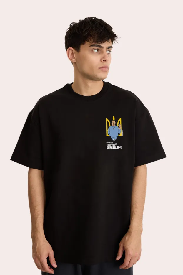 T-Shirt – Usyk I'm From Ukraine, Bro – Schwarz – 95 % Baumwolle / 5 % Elasthan – 190 GSM – Ready To Fight (RTF)