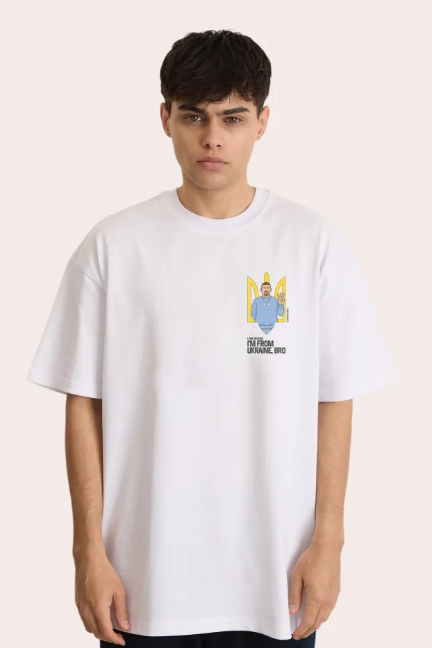 T-Shirt – Usyk I'm From Ukraine, Bro – Weiß – 95 % Baumwolle / 5 % Elasthan – 190 GSM – Ready To Fight (RTF)