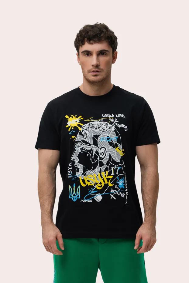 Men’s T-Shirt – Usyk Bee The Champ – Black – 95% Cotton / 5% Elastane – 190 GSM – Ready To Fight (RTF)