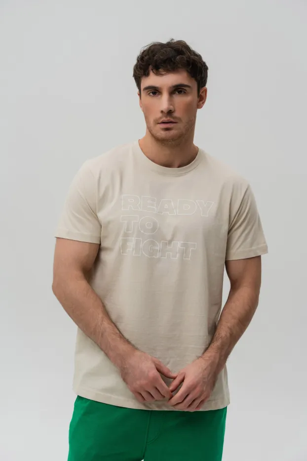 Herren T-Shirt – Usyk Bee The Champ – Beige – 95 % Baumwolle / 5 % Elasthan – 190 GSM – Ready To Fight (RTF)