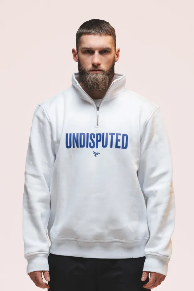 Sudadera para hombre – Usyk Undisputed – Blanca – 70 % algodón / 30 % poliéster – 320 GSM – Ready To Fight (RTF) 