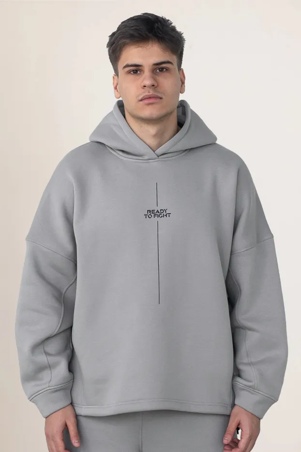 Sudadera de hombre – RTF – Gris – 70 % algodón / 30 % poliéster – 320 GSM – Ready To Fight (RTF)